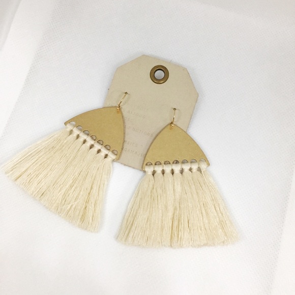 NWT Anthropologie cream tassels earrings - Picture 3 of 4